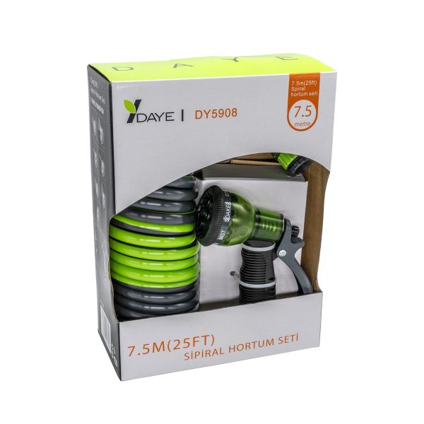 DAYE 5908 Bahçe Sulama İçin Spiral Hortum Seti 7.5 Metre
