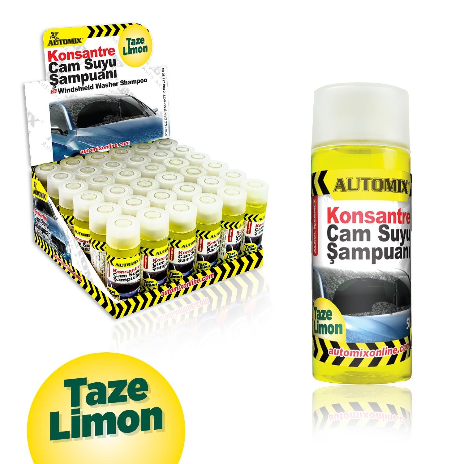 AUTOMIX Taze Limon Kokulu Cam Suyu Şampuanı 50 ML (020.09.041226)