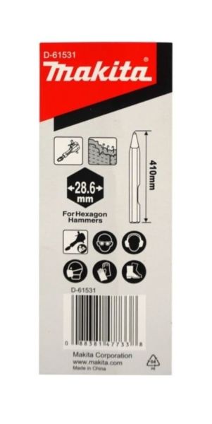 MAKİTA 28 mm Altıgen Saplı Kanallı Sivri Keski-Murç 410 mm (Kırıcı Makinalar için)