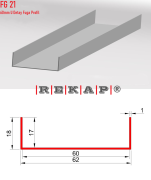 |FG21| Fuga Profil 3 metre/ 50 adet (60mm U) Ral 9016