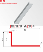 |FG31| Fuga Profil 3 metre/ 50 adet (25,5mm Kenar Köşe) Ral 9016