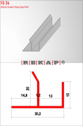 |FG34| Fuga Profil 3 metre/ 50 adet (30.2mm Tırnaklı F) Ral 9016