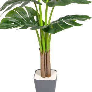 Yapay Ağaç Monstera-Deve Tabanı Gerçek Dokulu 6 Yapraklı Yeşil 85 Cm.