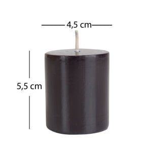 Silindir Kütük Mum Tekli Siyah 5,5 x 4,5 Cm.