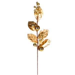 Yılbaşı Çiçeği Pike Berry Gold Simli Gold Yapraklı Yılbaşı Toplu Gold 70 Cm.