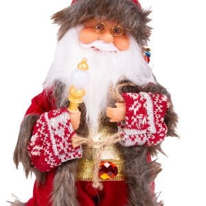 Yılbaşı Noel Baba Işıklı Hareketli Ve Müzikli Asalı Kırmızı 30 Cm.