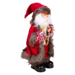 Yılbaşı Noel Baba Işıklı Hareketli Ve Müzikli Asalı Kırmızı 30 Cm.