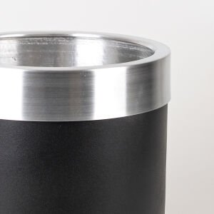 Alüminyum Çemberli Davul Saksı Siyah-Gümüş ( Ebat 30X35 Cm.)