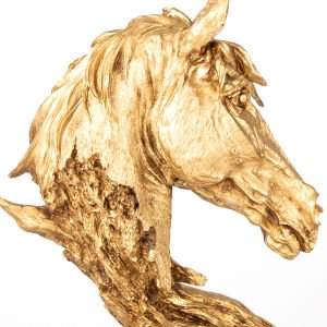 Dekoratif At Figürlü Büst Gold (Ebat 14x40x22 Cm.)