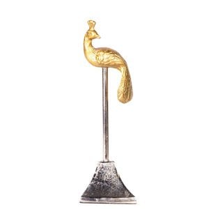 Metal Biblo Tavuskuşu Gold-Gümüş 7,5x7x22 Cm.