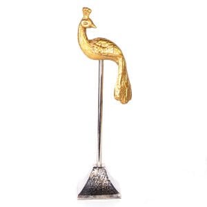 Metal Biblo Tavuskuşu Gold-Gümüş 10x7x28 Cm.