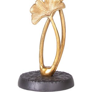 Metal Dekoratif Ginkgo Biloba Ağaç Figürlü Obje Gold-Siyah 15x14x37 Cm.