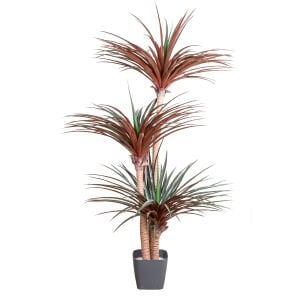 Yapay Avize Çiçeği Bitkisi (Yucca Ağacı) 200 Yapraklı Yeşil-Bordo 170 Cm.