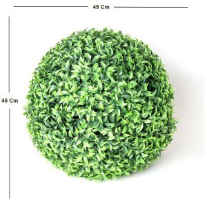 Yapay Şimşir Top (2 Adet Yarım Top) Yeşil 45 Cm. UV KORUMALI - Dış Mekan Uyumlu