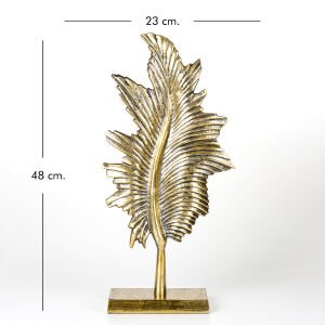 Dekoratif Metal Kaideli Yaprak Gold Eskitme 23x48x9,5 Cm.