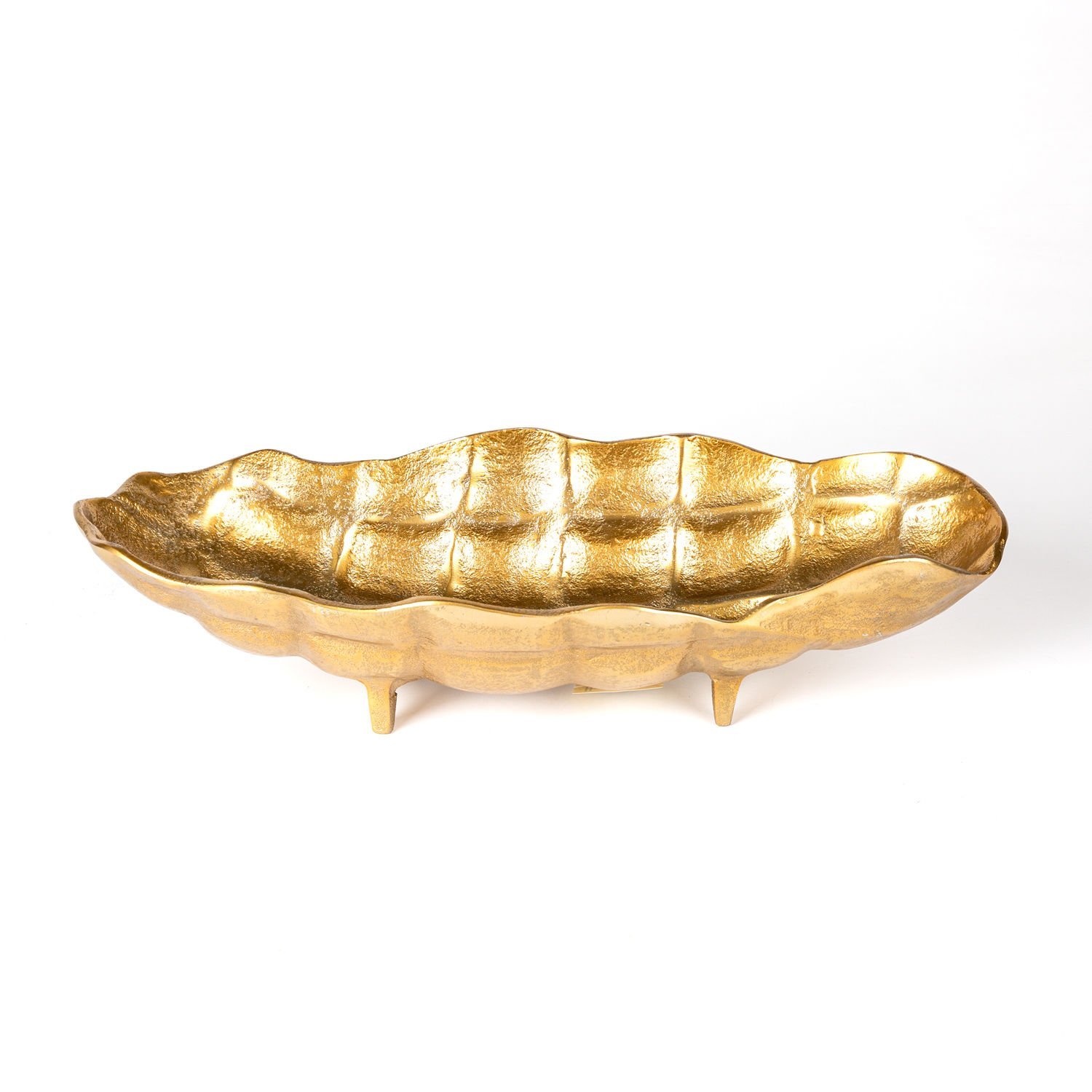 Dekoratif Metal Ayaklı Oval Tabak Gold 41x9x16 Cm.