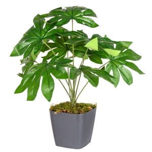 Saksı da Yapay Bitki Fatsia-Japon Çınarı Gerçek Dokulu 9 Yaprak Yeşil 48 Cm.