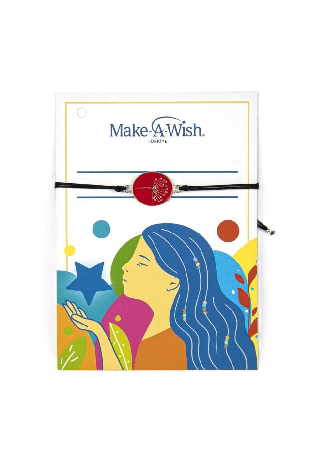 Gümüş Kırmızı Karahindiba Bileklik