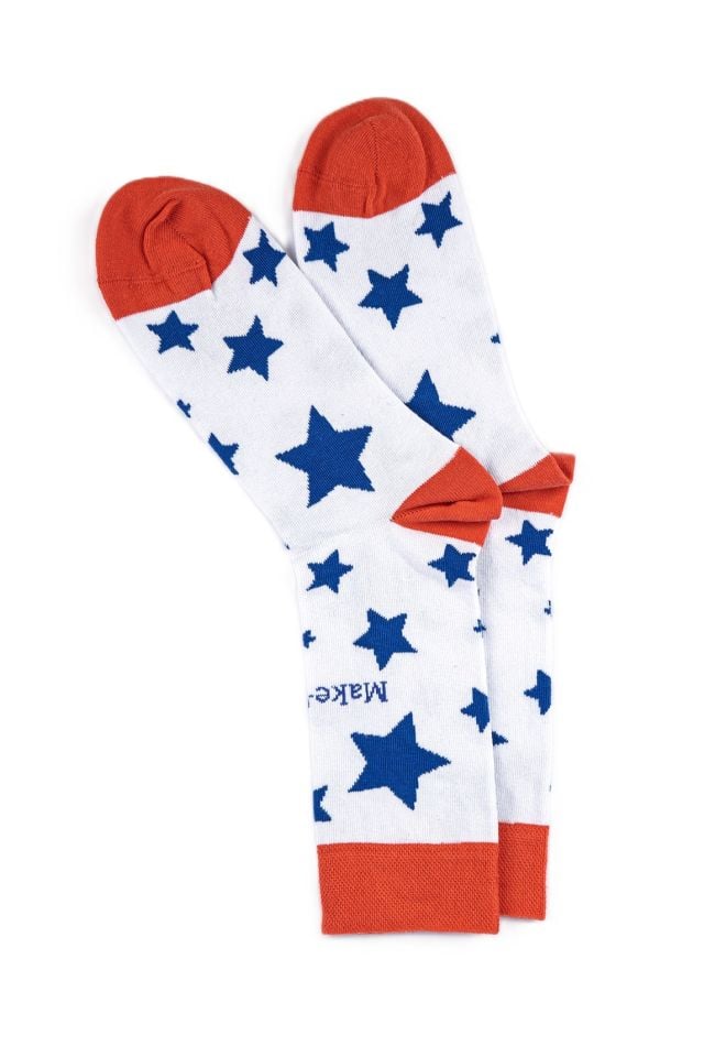 Lacivert Yıldız Baskılı Çorap