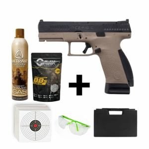 CZ P-10C Siyah/FDE + Green Gas + 0.20gr BB + Taşıma Çantası + Atış Gözlüğü