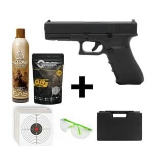 We Glock 17 Gen4 Mos Siyah + Green Gas + 0.20gr BB + Taşıma Çantası + Atış Gözlüğü