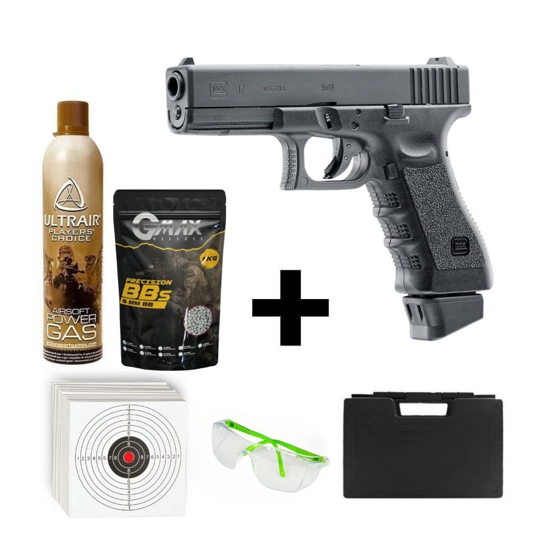 Umarex Glock 17 Deluxe + Green Gas + 0.20gr BB + Taşıma Çantası + Atış Gözlüğü
