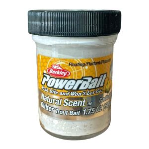 Berkley Powerbait Natural Glitter Trout Bait Garlic Sahte Yemi -White