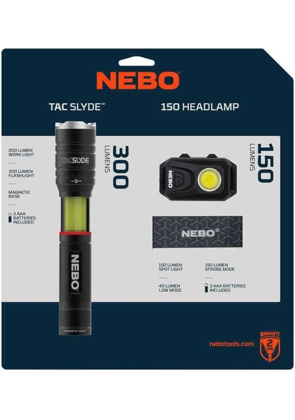 Nebo Tacslyde 300 Lümen Fener + 150 Lümen Kafa Feneri Seti