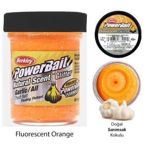 Berkley PowerBait Doğal Kokulu Glitter (Simli)  Hamur - Fluorescent Orange