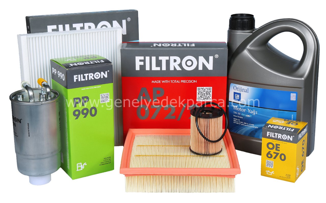 Opel Corsa D Filtron 1.3 Dizel Motor Bakım Seti 2007-2009 Yağ Filtresi Tırnaklı GM 5W30 4 LT Yağlı