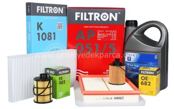 Opel Combo C Filtron 1.3 Dizel Motor Bakım Seti Yağ Filtresi Çıkıntılı GM 5W30 4 LT Yağlı
