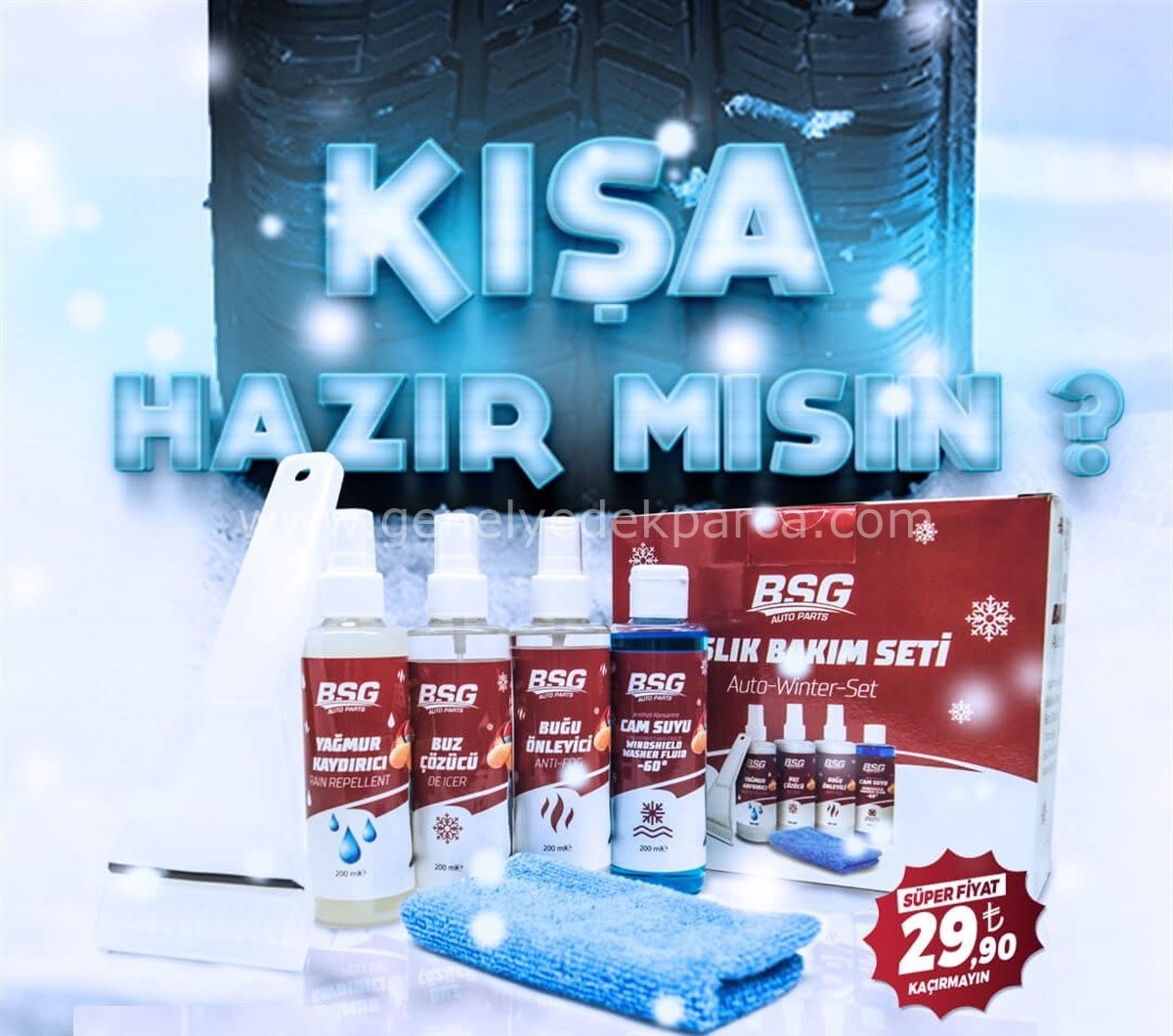 Kış Bakım Seti (CamSuyu/BuğuÖnleyici/BuzÇözücü/YağmurKaydırıcı) Bsg Marka