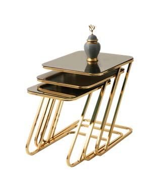 Pars Zigon Sehpa - Bronz Cam Gold ayak