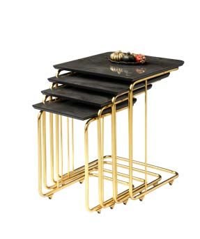 Dörtlü C Zigon Sehpa - Hg İrony Gold