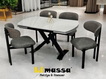 Stil Masa Elips Sandalyeli Masa Takımı