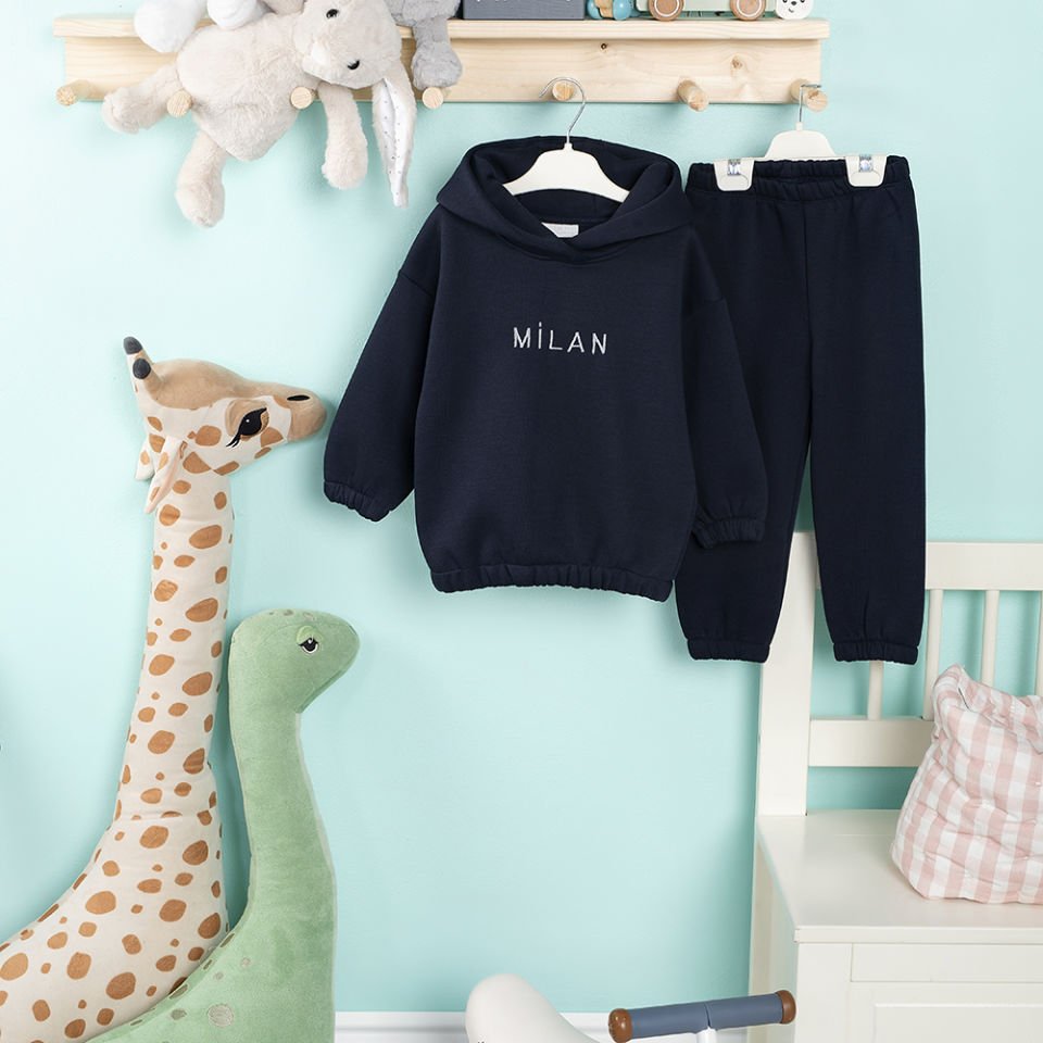 Lacivert Hoodie Takım *Yumuşak, Esnek ve Kişiselleştirilebilir Çocuk Giyim*