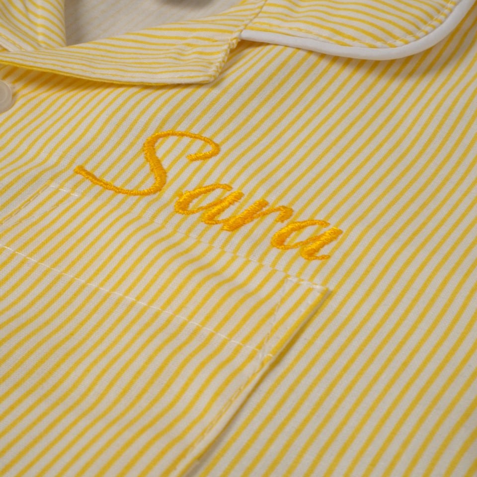 Sarı Kısa Kollu Şortlu Gömlek Pijama Takımı