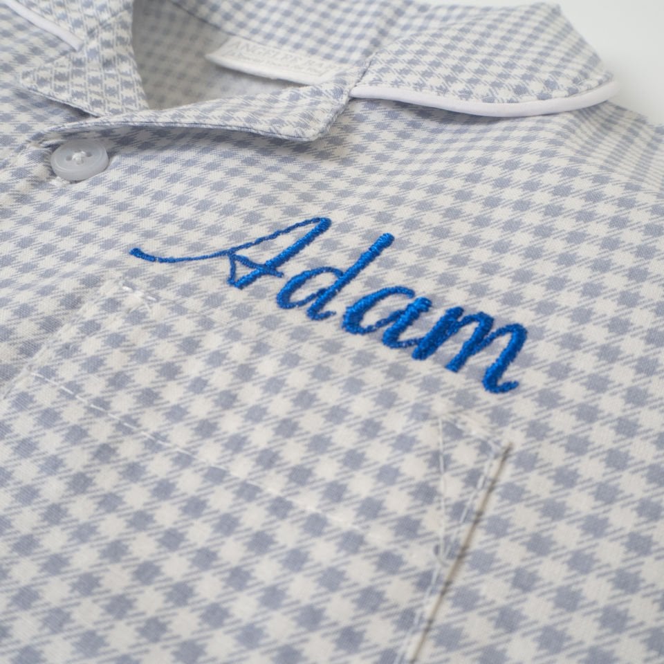 Açık Mavi Kısa Kollu Şortlu Gömlek Pijama Takımı