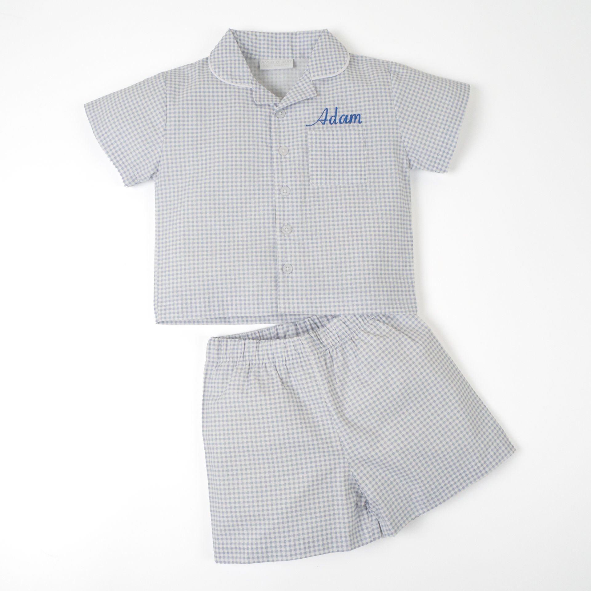 Açık Mavi Kısa Kollu Şortlu Gömlek Pijama Takımı