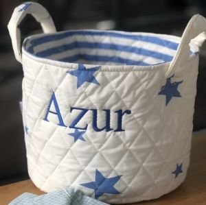 Mini Açık Mavi Yıldız Desenli Çok Amaçlı Sepet