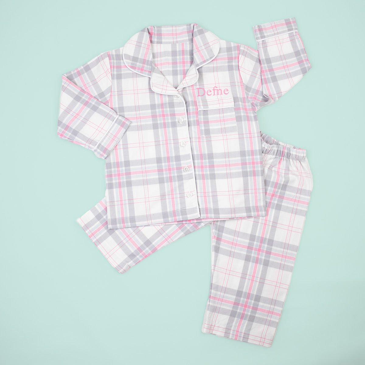 Pembe İsimli Filanel Gömlek Pijama Takımı
