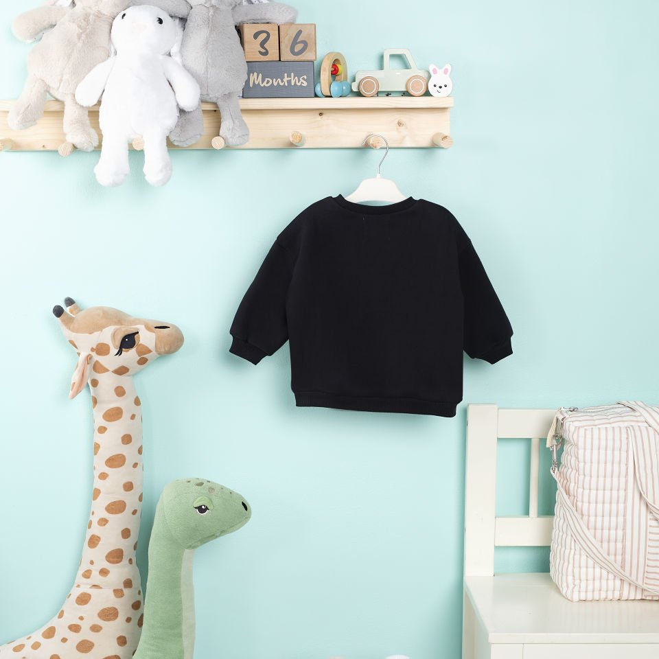 Siyah Tilki Nakışlı Çocuk Sweat