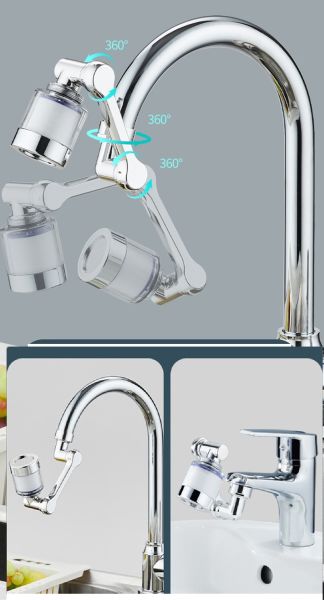GökkuşağıTicaret Filtreli Kireç Hapsedici Robotik Kol Musluk Başlığı - Mutfak Banyo Musluk Uzatma Aparatı Ucu