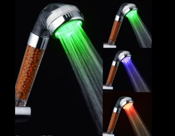 GökkuşağıTicaret Renk Değiştiren Led Işıklı Duş Başlığı Seti- Hortum Askı Seti (Pilsiz- Elektriksiz)