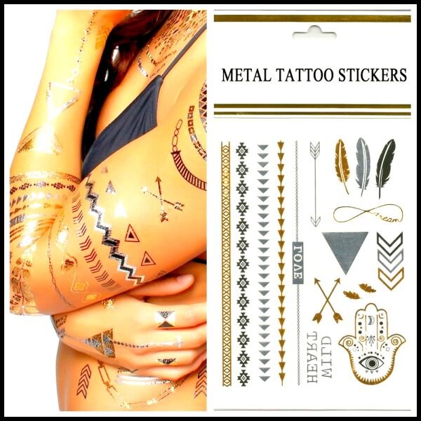 GökkuşağıTicaret Metallic Tattoo - Metalik  Geçici Dövme Şablonu