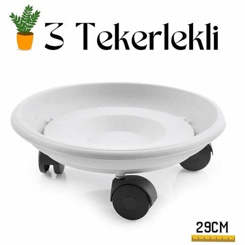 GökkuşağıTicaret ModaCar Tekerlekli Saksı Altığı 29 CM Coadura Design Beyaz