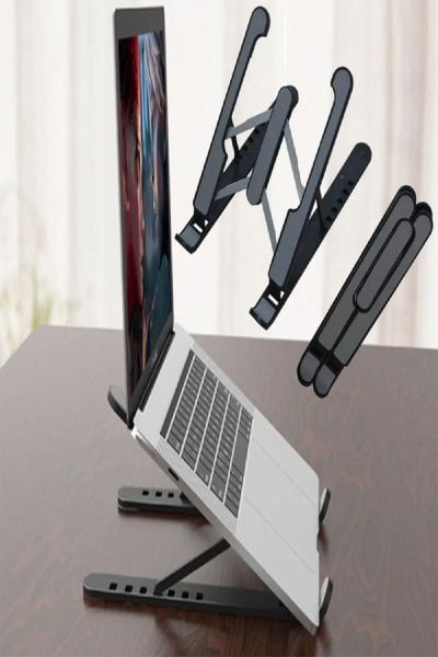 GökkuşağıTicaret Katlanabilir Laptop Standı - Kaydırmaz Kademe Ayarlı Laptop Tablet Tutucu