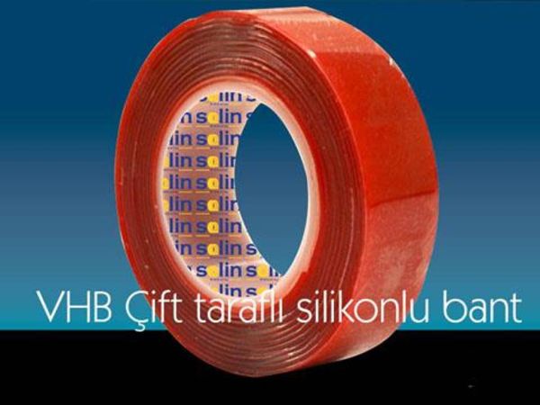 GökkuşağıTicaret Çift Taraflı Akrilik Silikonize Bant 18 mm x 2 metre Kırmızı VHB