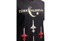 Türk Yıldızları Gri Yaldızlı Tişört