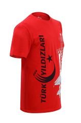 Türk Yıldızları Kırmızı Dikey Logolu Kartallı Çocuk Tişört